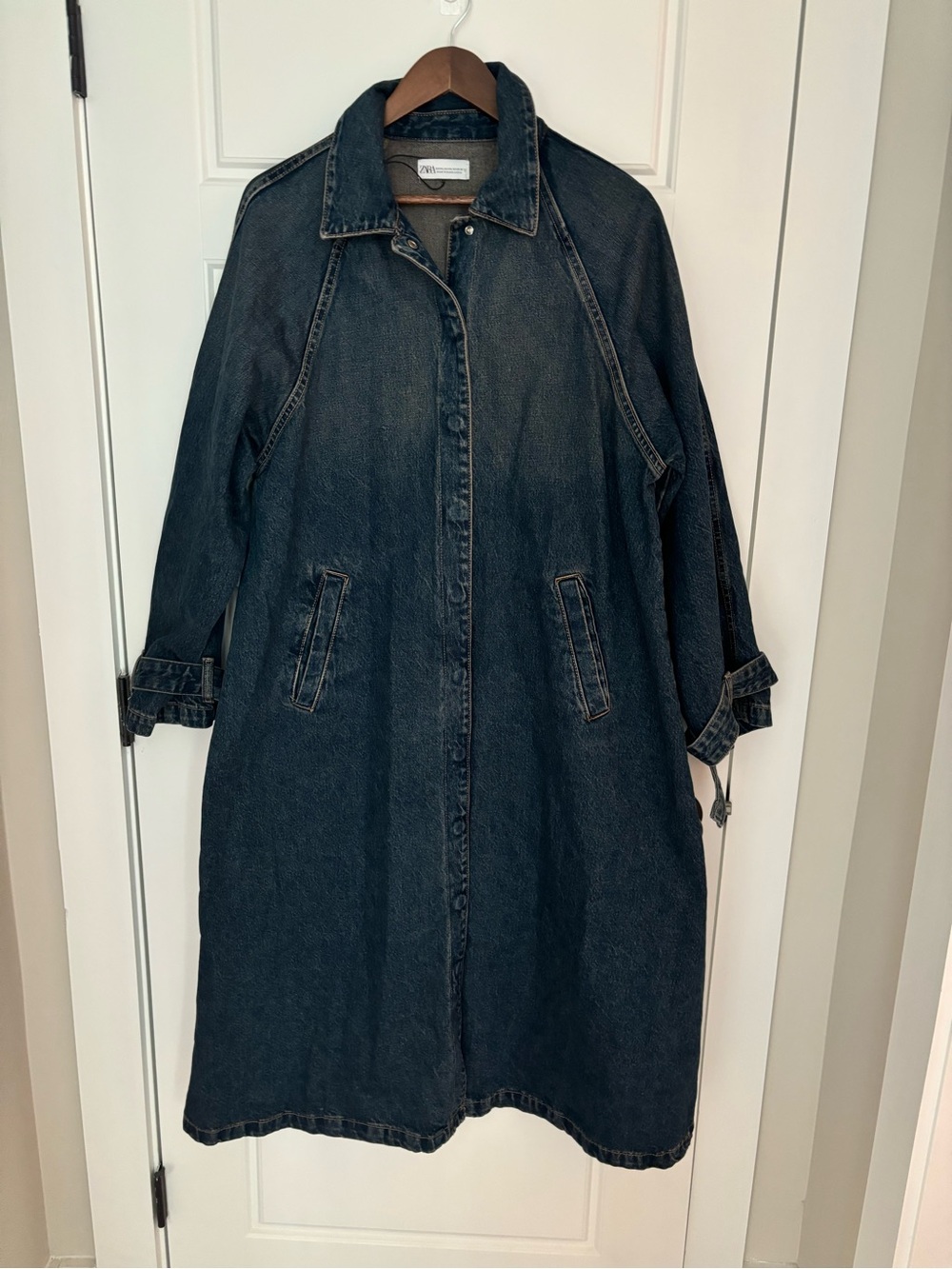 Zara Dark Wash Denim Duster Coat